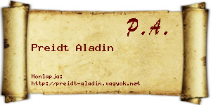 Preidt Aladin névjegykártya